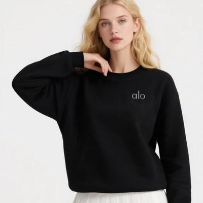Женский свитшот Alo Осень 2025 с круглым вырезом и принтом – Повседневный свободный топ с длинным рукавом