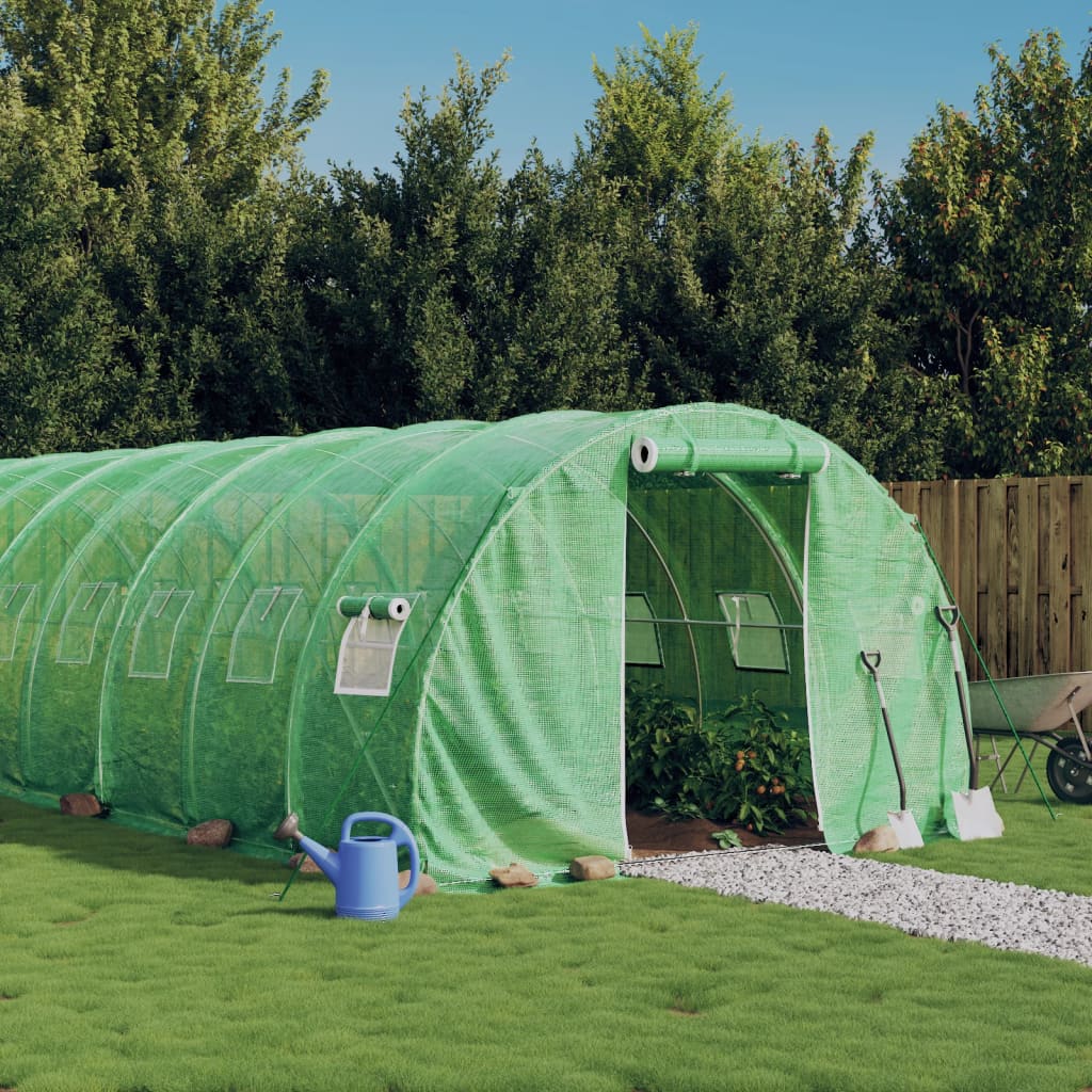 Green Greenhouse with Steel Frame 72 m² 24 x 3 x 2 m