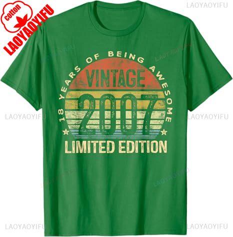 2007 Vintage 18th Birthday Tshirt Unisex Retro Graphic Print Funny Slogan Adult Party Apparel
