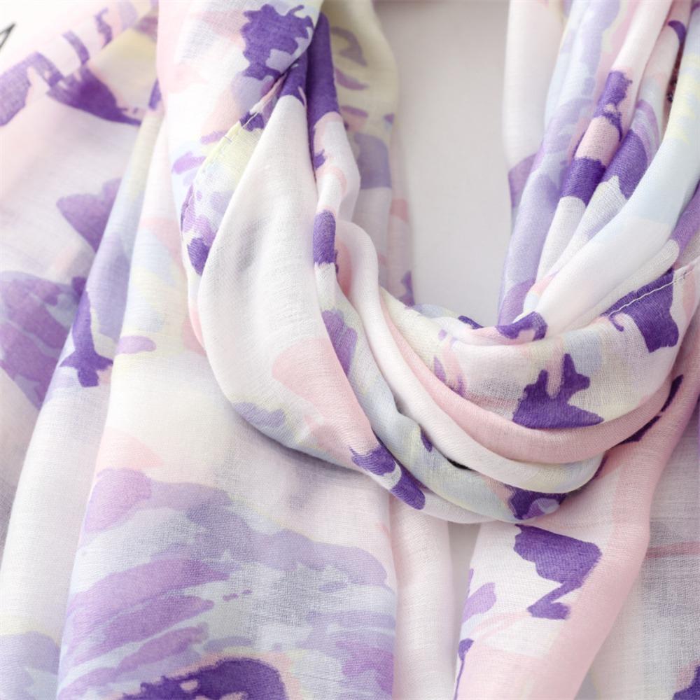 Korean Tassel Viscose Shawl Scarf Wash Painting Style Women Hijab Shawls Chiffon Shawl Wrap Beach