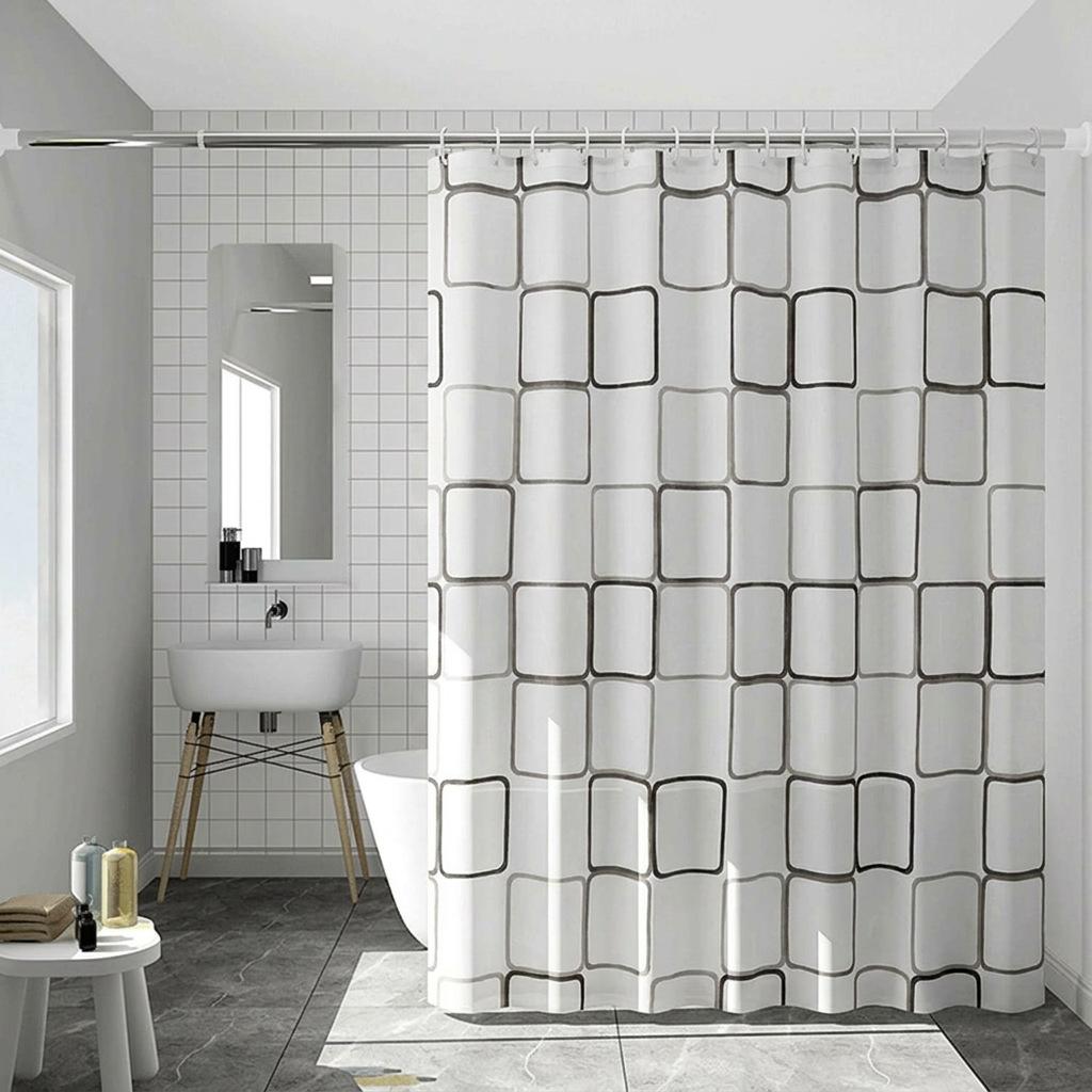 Peva Printed Shower Curtain Thickened Waterproof And MildewProof Bathroom Partition Curtain Free Of Punching Holes With Hook Bathroom Shower Curtain
