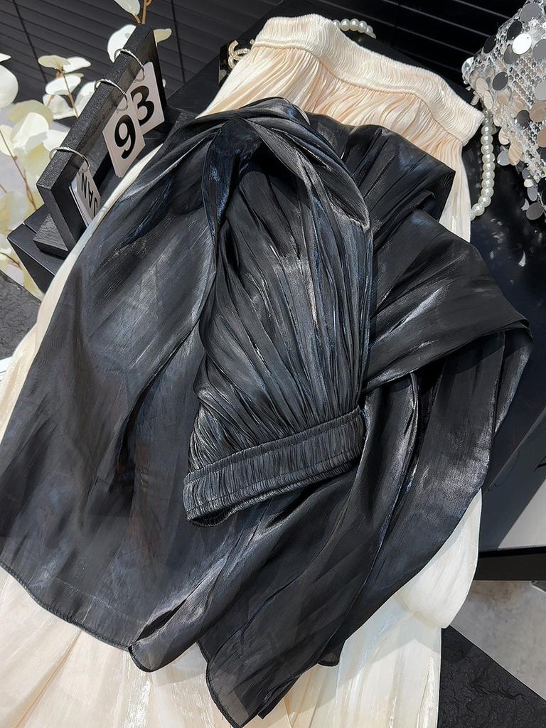 Юбка-плиссе из перламутровой пряжи в складку, летняя женская, средней и длинной длины, с высокой талией, новинка 2025 года