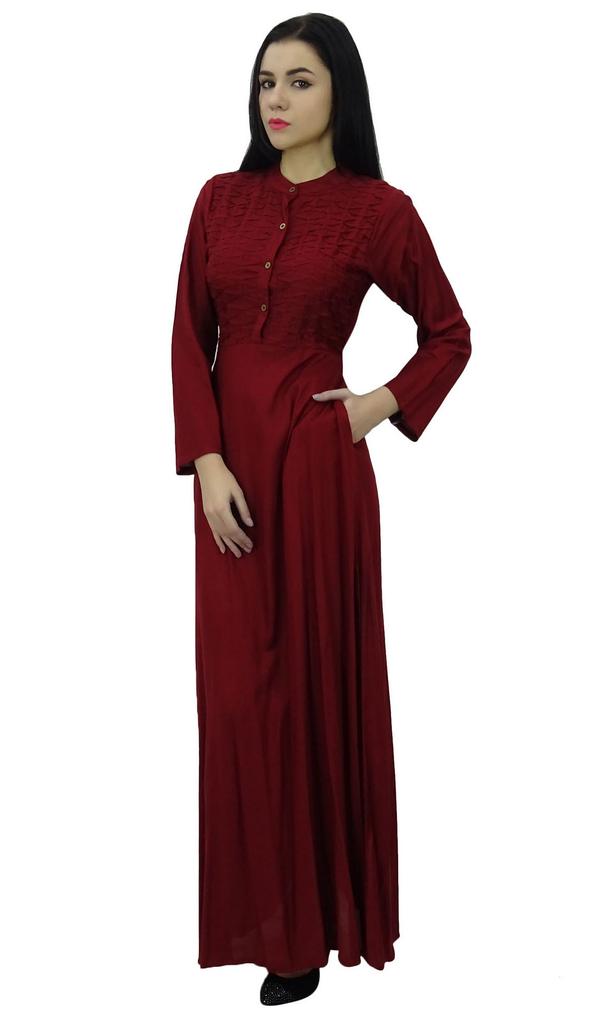 Bimba Женское черное платье-джильбаб с воротником-стойкой и карманами, длинный рукав-10