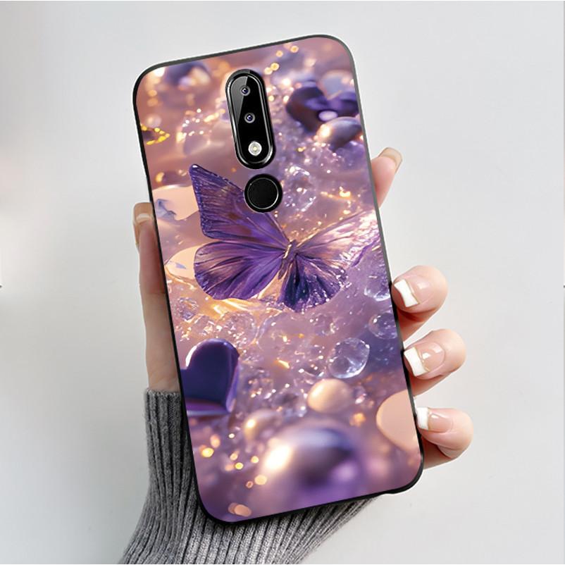 Силиконовый чехол для Nokia X5 X6 5.1 plus 6.1 plus Чехол для телефона Роскошная Мода Бабочки Цветы Мягкий Тонкий Черный Желе Чехол