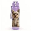 1PC Yorkshire Terrier Puppy Bust 750ml Color Plastic Sports Water Bottle Leakproof Flip Straw Lid For Sports Office Home Use
