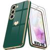 Protective Case - BOOLING - for Samsung Galaxy A35 5G - Flexible - Heart Pattern - Gold Plated - with 2 Tempered Glasses