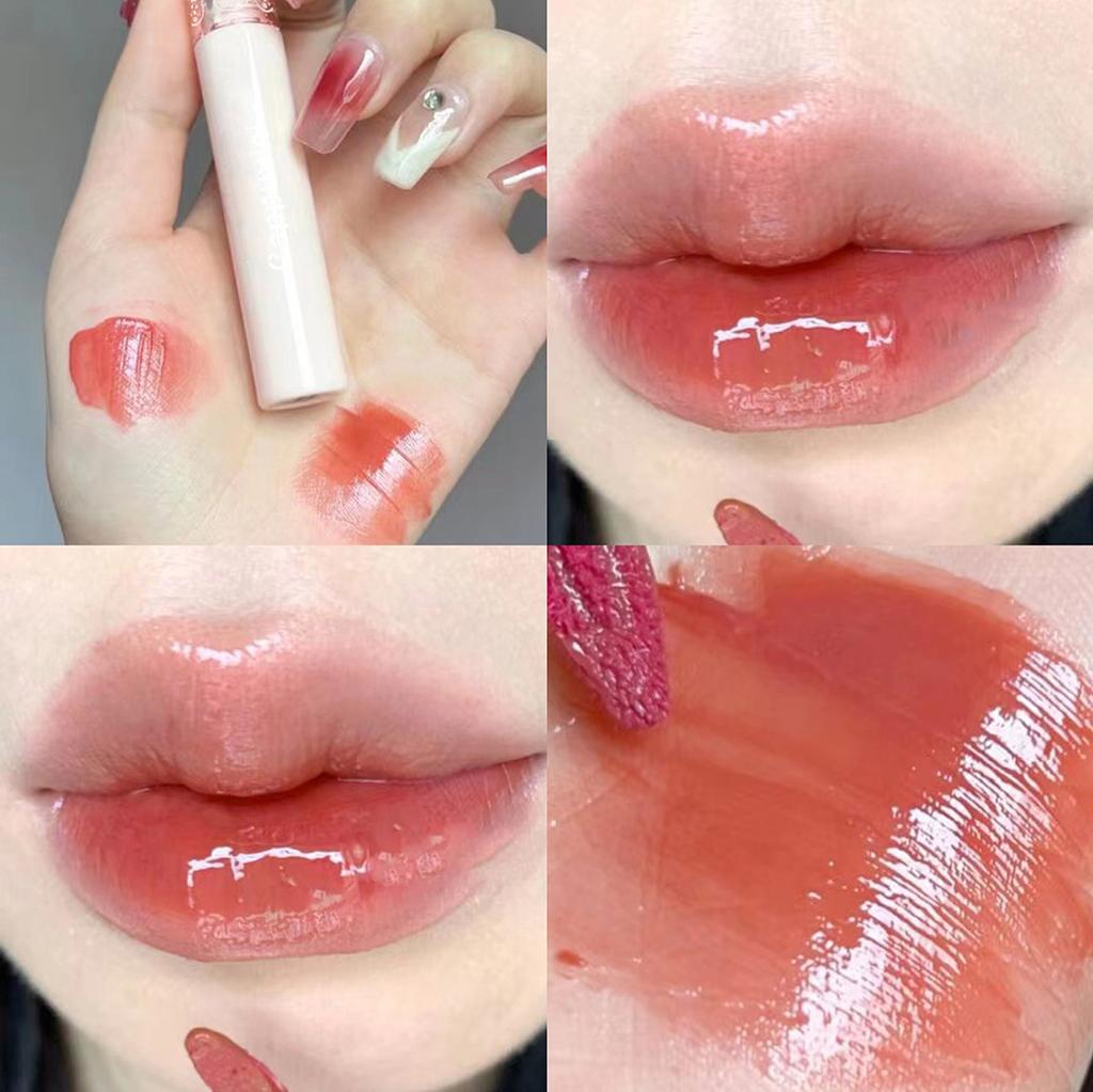 Lip Glaze, Mirror Water Glossy Glass, Pouty Lips, Not Easy To Fade, Whitening, Girly Pink Lipstick