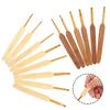 14PcsSet Gold Head Crochet Hook Pen Type Bamboo Carbonized Handle Knitting Needle