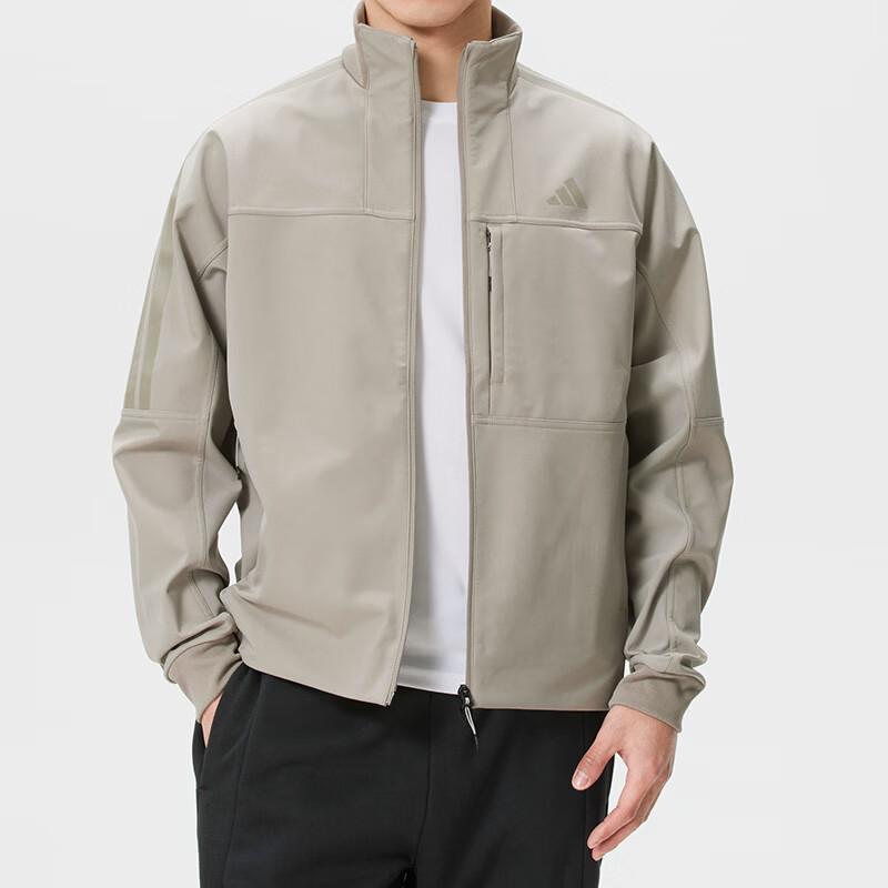 Adidas Jackets Men's Light Khaki Gray Stand Collar Moderate Other KR2533