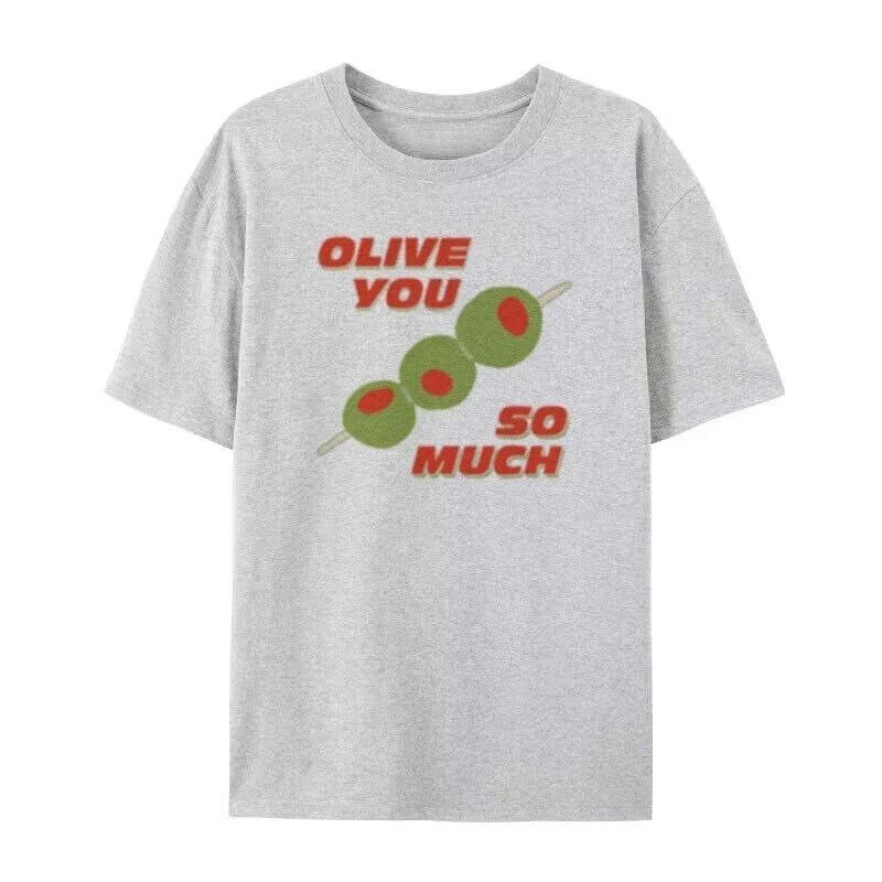 Olive You Graphic Tees Aesthetic Foodie TShirt Cute Martini Shirt Egirl Loose Fashion Tops Women Funny Olive Lover T Shirt Yk