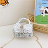 Adorable Girl's Bowknot Coin Purse Charming Pearl Handbag Trendy Chain Shoulder Bag