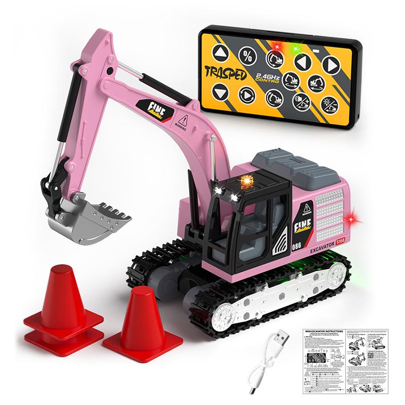Non-Toxic Desktop Mini Rc Excavator 1/64 Rc Car Remote Control Truck Engineering Vehicle Toy Trucks Children Toys Children Kid Christmas Gifts