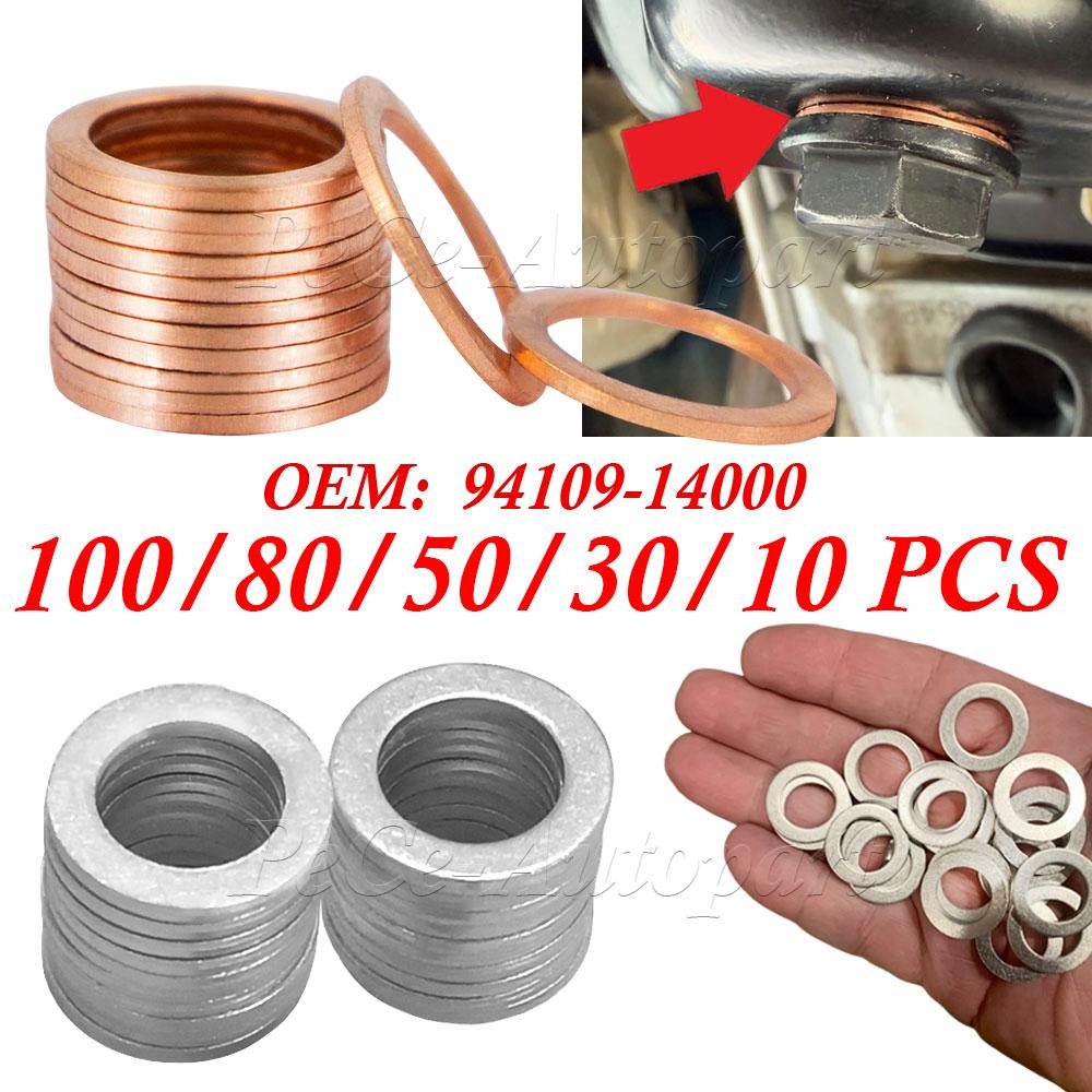 Engine Oil Drain Plug Sealing Gaskets OE# 94109-14000 Car Oil Pan Screw Aluminum/Copper Washer Replaceable Accessories For Honda