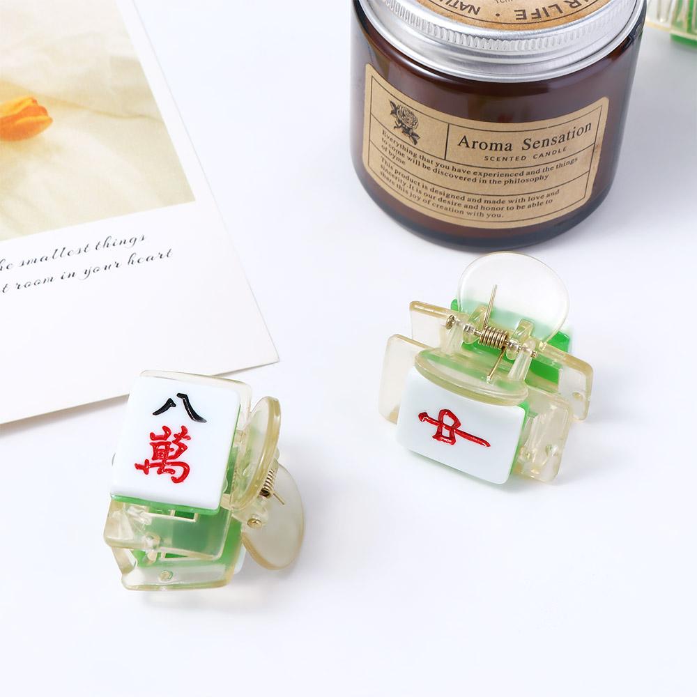 Clip Resin Girls Hair Accessories Chinese Style Barrette Shark Clip Mahjong Hair Claw Women Hairpin