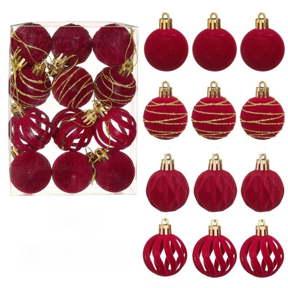 12 шт./Набор 4 см Рождественские шары Украшения Велюровые Искрящиеся Рождественские сферы Флокированные Пластиковые Елочные Украшения Венки Декор
