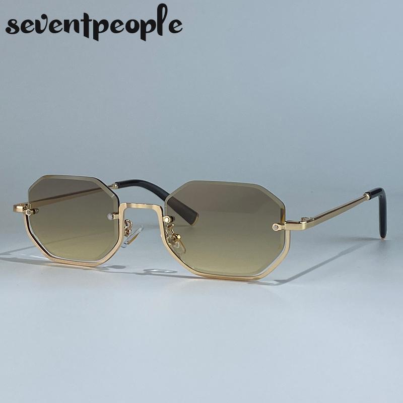 Steampunk Semi-Rimless Rectangle Sunglasses Women  Luxury Brand Vintage Metal Outdoor Sunglass Trendy Driving Shades UV400