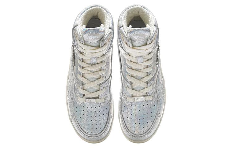 Li Ning 937 Deluxe Высокие Винтажные Баскетбольные Кроссовки Женские Серебристые AGBR080-2