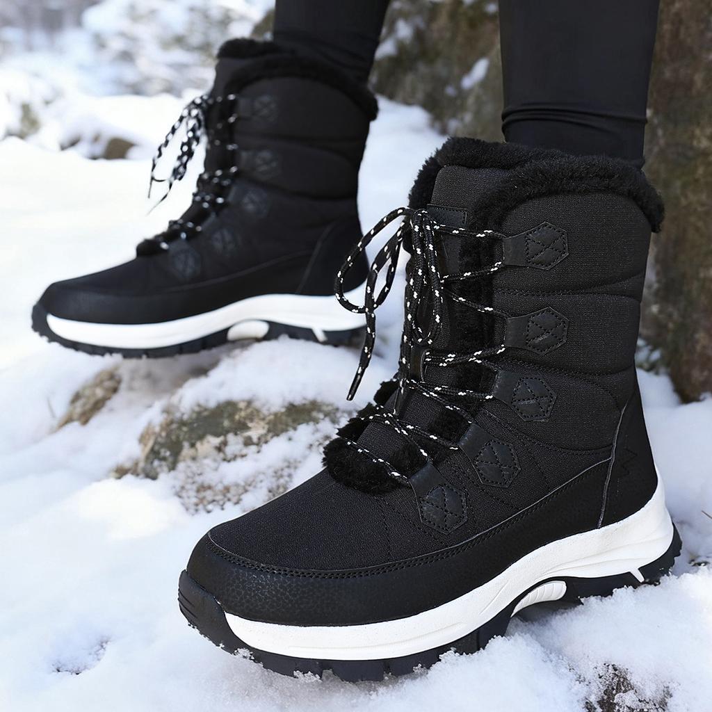 Women Warm Lined Outdoor Boots High Top Shoes Winter Walking and Commuting Casual Outdoor Travel Seasonal Everyday Footwear Sizes 36-42