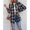 Женская клетчатая рубашка с длинным рукавом Осень и зима Новая повседневная свободная рубашка в стиле бойфренд Нижняя рубашка Однобортный кардиган с лацканами