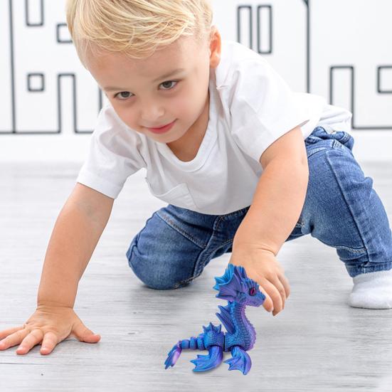 3D Printed Sea Dragon Figurine Movable Joints Dragon Figure Mini Articulated Dragon Model Fidget Toy Desktop Decoration Ornament
