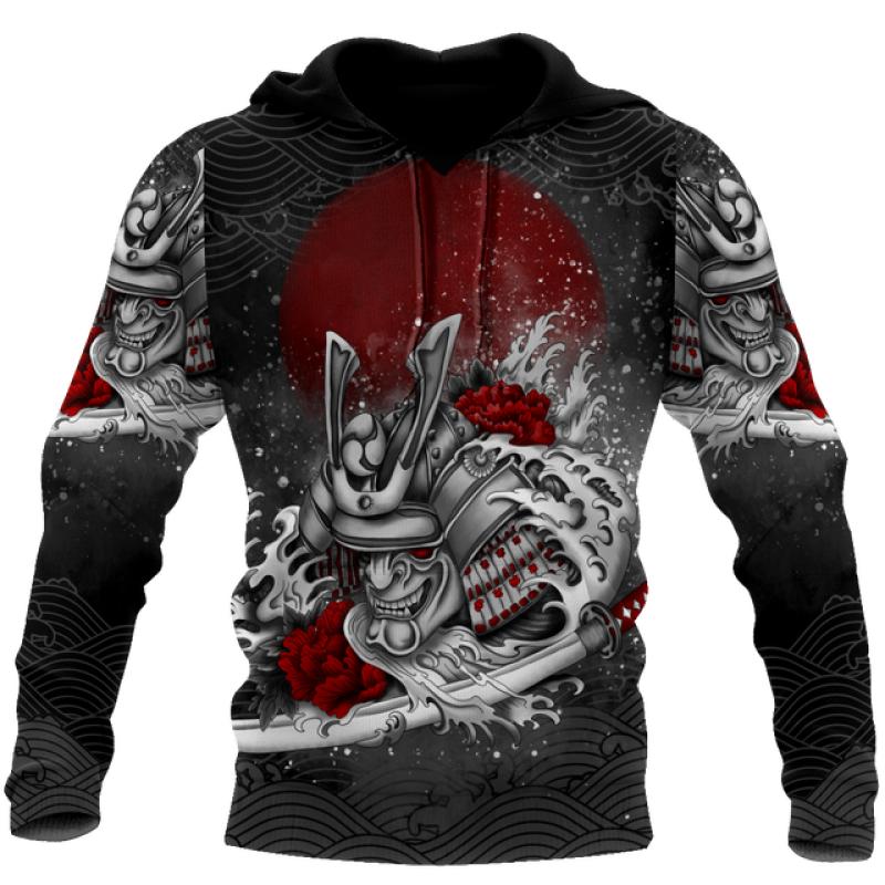 Весенне-осенняя японская татуировка самурая с 3D принтом, мужские толстовки, толстовка в стиле Харадзюку, Повседневная куртка унисекс, пуловер с длинными рукавами