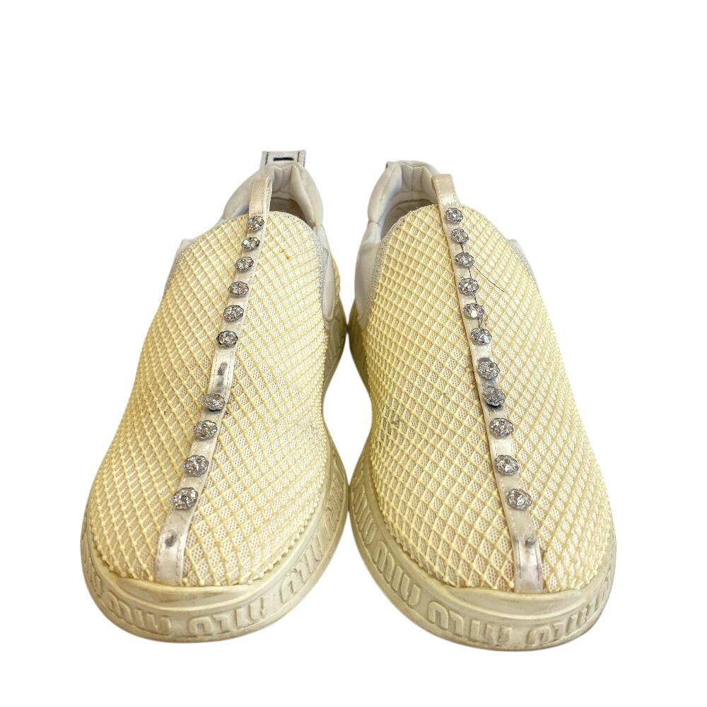 MIUMIU Сетка Bijoux резина Слипоны Слоновая кость резина Женские Б/у