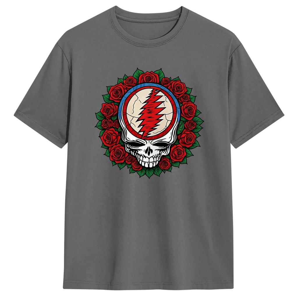Gratefuls Deads Earthquake Stealie and Roses T Shirt Beach  Vintage TShirts 100 Cotton Hip Hop Tshirt For Unisex Pattern Tops