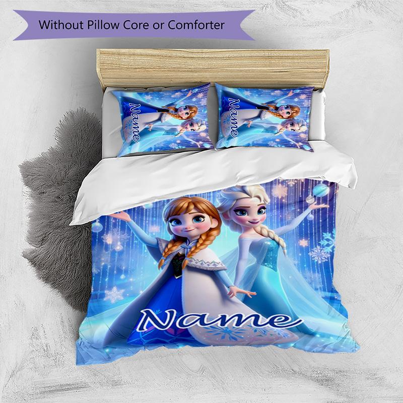 3pcs Frozen11 Cover Set - Personalized Name, HD Printed Bedding with 1 Cover and 2 Pillowcases - Perfect for Home Decor, Easy Care