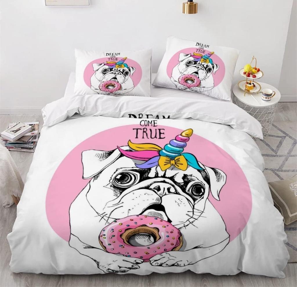 French Bulldog Duvet Cover Set Cute Animal Pattern Bed Set 3D Print Pet Dog Bedding Set for Children Boys Girls Adults 3-Piece