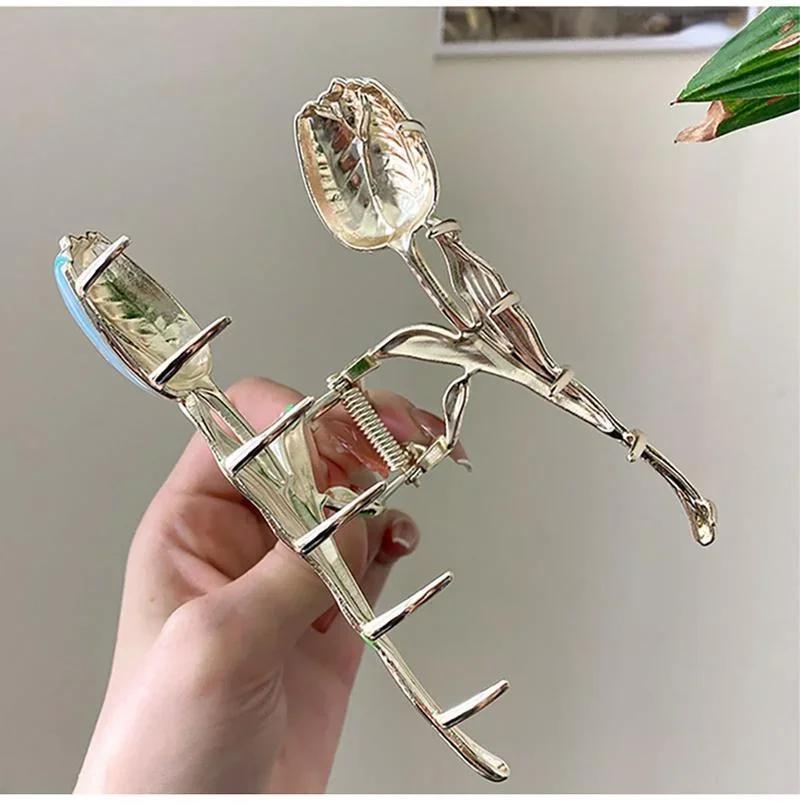 Модный Милый для Девочек Подарки Ювелирные Изделия Аксессуары для Волос Подарок на День Рождения Новый Головной Убор с Цветком Тюльпана Винтажная Заколка-Краб Креативные Подарки