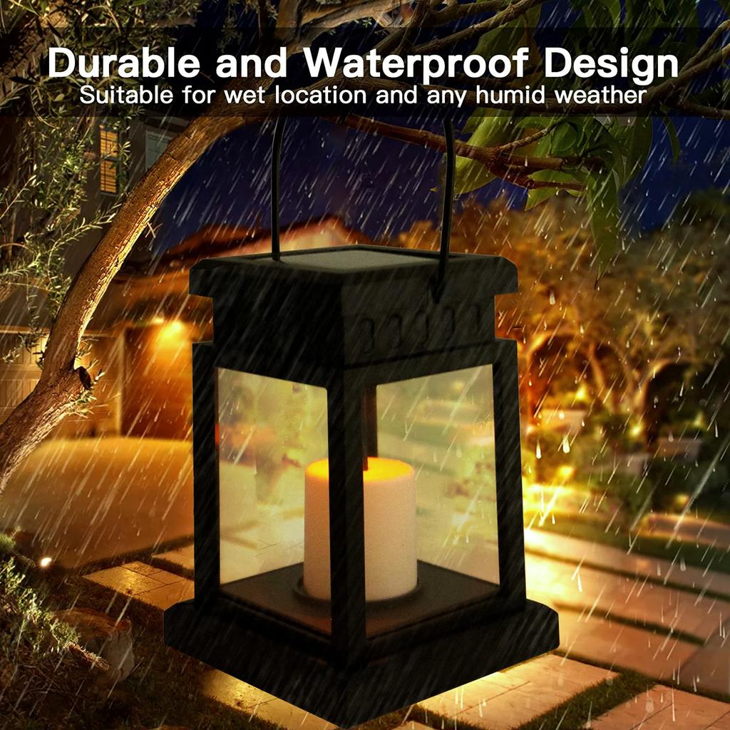 Solar Light Outdoor Garden Flickering Candle Lantern Lamp Solar Powered Hanging LED String Lights  for Patio Garden Decoration