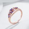 Трендовое Полностью Блестящее Фиолетовое Кольцо с Натуральным Цирконом для Женщин, Роскошное, Цвета Розового Золота, Качественное, Повседневное, Изысканное, Винтажное Ювелирное Изделие, Подарок