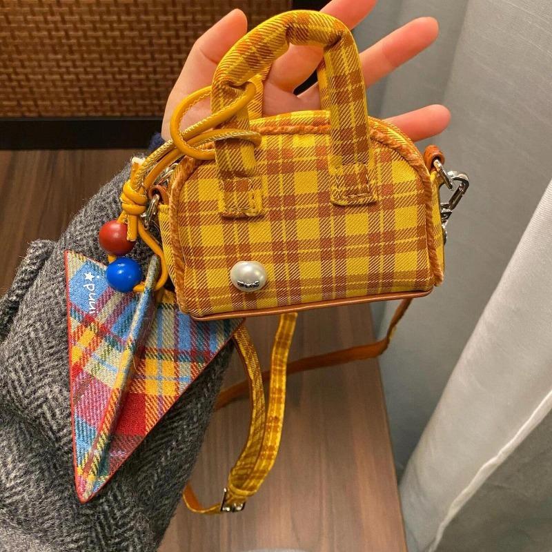 Checkered Mini Crossbody Bag Earphone Bag Loose Change Cute Bag Spring and Summer Women's Handbag