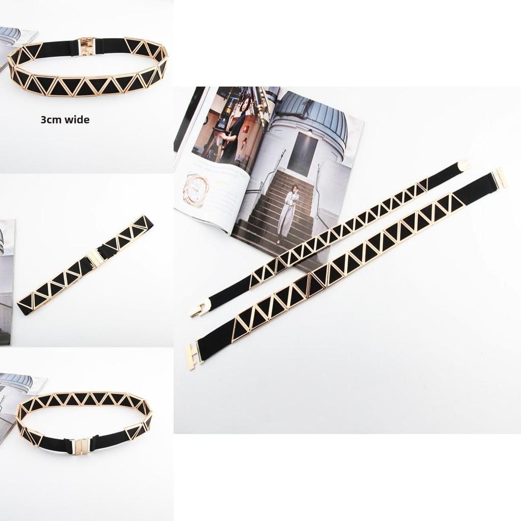 Fashion Metal Triangle Splicing Design Women Slim Waist Belt For Long Dress And Special Occasions