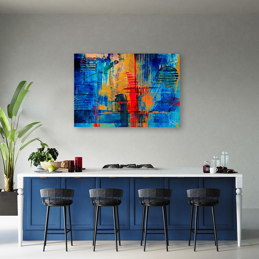 Canvas Print, Blue Abstraction Hand-painted