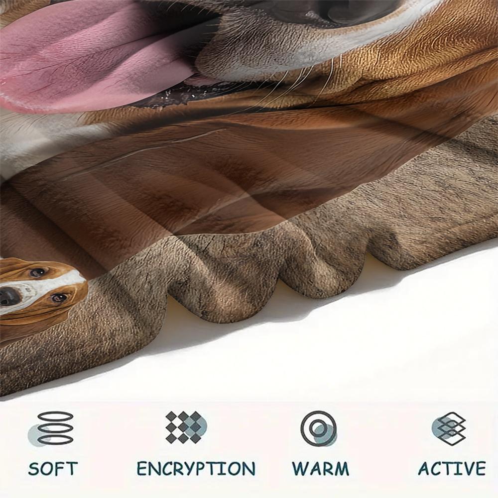 1Pc Basset Hound Print Flannel Blanket, High quality Comfortable for All Seasons, Home Decor, Warmth and Comfort, Perfect for Gifts