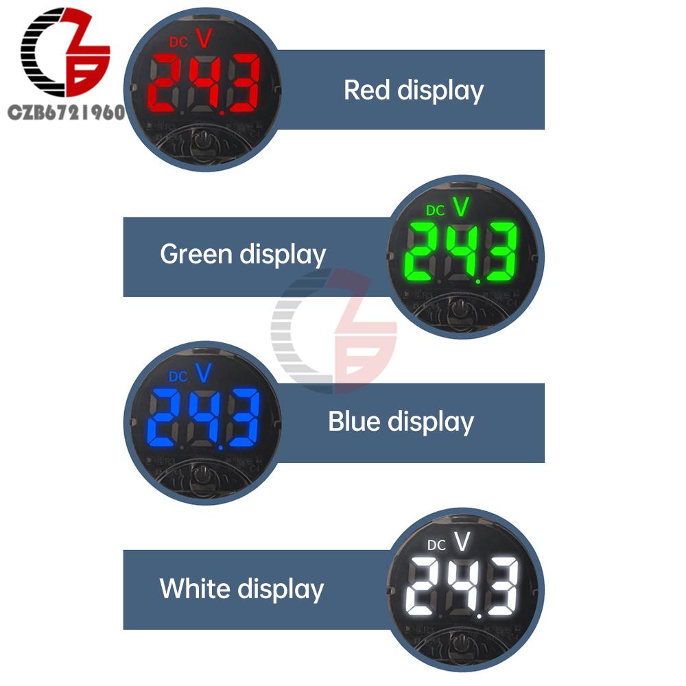 DC 7-120V DC 0-120V Светодиодный Дисплей Вольтметр Круглый Двух/Трехпроводной Панельный Вольтметр DC Сенсорный Тестер Напряжения для Автомобиля Лодки Морской