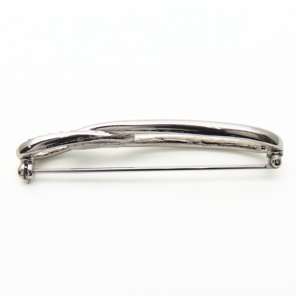 Used NINA RICCI Brooch Metal 8.6g Silver Rhinestone