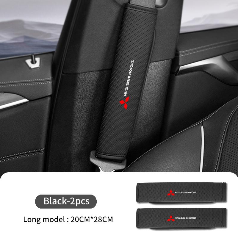 cxdjmy1 For Mitsubishi Leather Car Logo Seat Belt Cover Shoulder Protective Interior Accessories Lancer ASX Pajero Mirage Attrage