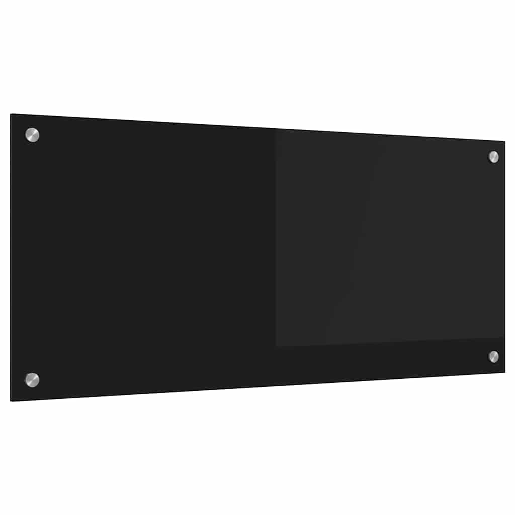 Black Kitchen Backsplash 90 x 40 cm Tempered Glass