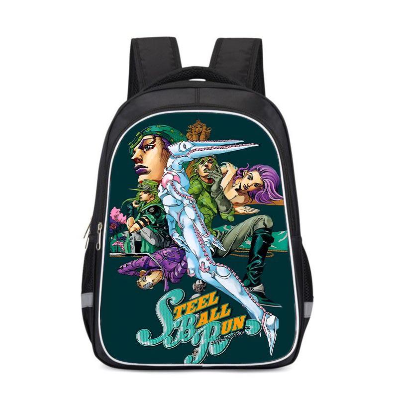 JoJos Bizarre Adventure Kids School Backpack Cartoon Anime Bag Boys Girls 3-4 Grade Lightweight Ergonomic Oxford Fabric