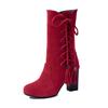 Fashion Large Size 32-45 High Heel Boots Women Shoes Woman Zip Up Shoelace Winter Boots Fringe Footwear Party Bottine