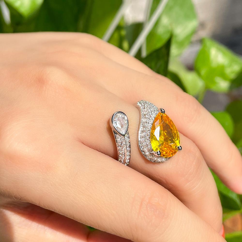 Ювелирные изделия CMM в европейском стиле, желтое большое геометрическое кольцо с цирконом для женщин