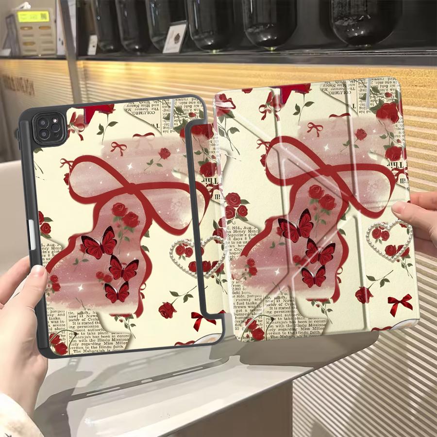 Чехол-планшет с розовым бантом для iPad Air 4 5 M3 M2 1 2 M4 11 дюймов Pro 2025 Mini 6 7 Pro 11-го 10-го 9-го 8-го 7-го 12,9 дюйма Держатель Чехол
