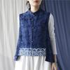 Женские винтажные жаккардовые темно-синие пуговицы в китайском стиле, осенние жилеты