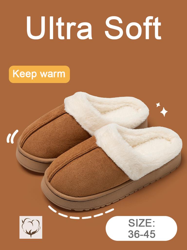 Зимние домашние хлопковые тапочки, домашние противоскользящие плюшевые теплые парные тапочки на толстой подошве