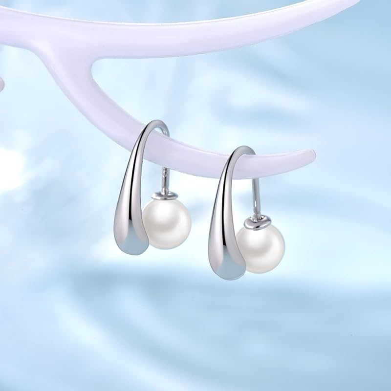 Бесплатные серьги-крючки с птичьими крючками, женские серьги-капли из жемчуга, серебро 925 пробы, совместимы с аллергией на металл, повседневное использование, офис, простой белый день, подарок взамен