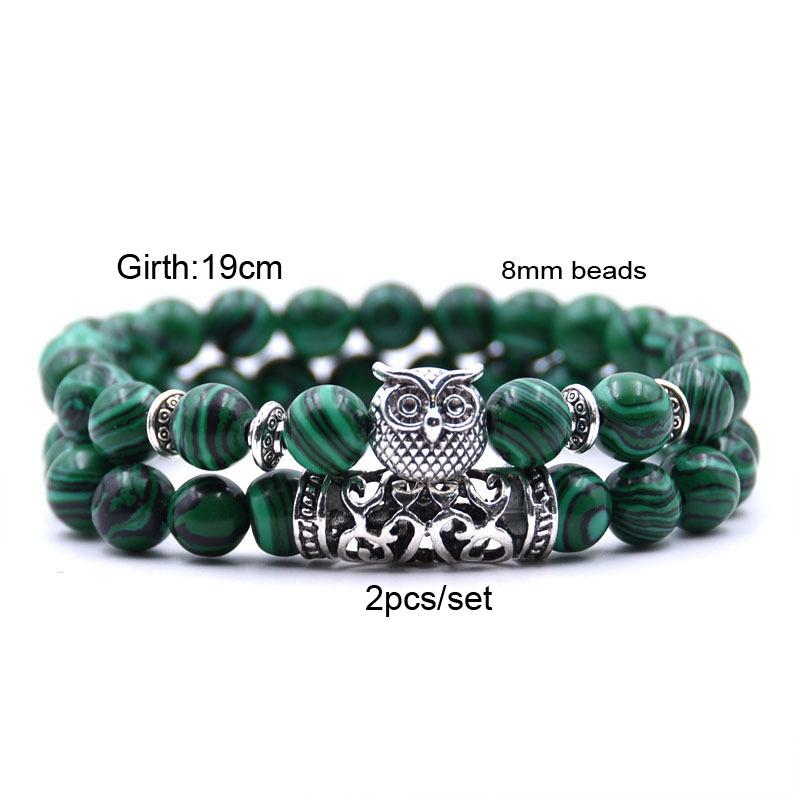 2 шт. Натуральный камень Черная лава Тигровый глаз Выветрившийся камень Браслет-шарм Нить Украшения Для пар Расстояние Сова Бусины Браслеты