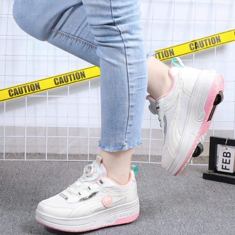 Winter Season Four Wheel Charging Roller Skates Children's Sports Shoes Colorful Casual Shoes For Girls Teenagers