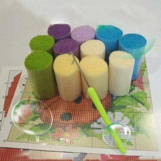 3D Embroidery Carpet Needlework DIY Craft Fuzzy Rug Unfinished Crochet Cushion